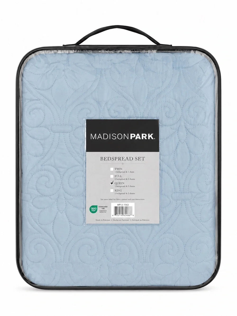 Madison Park Quebec Queen Blue Reversible 3 Piece Bedspread Set