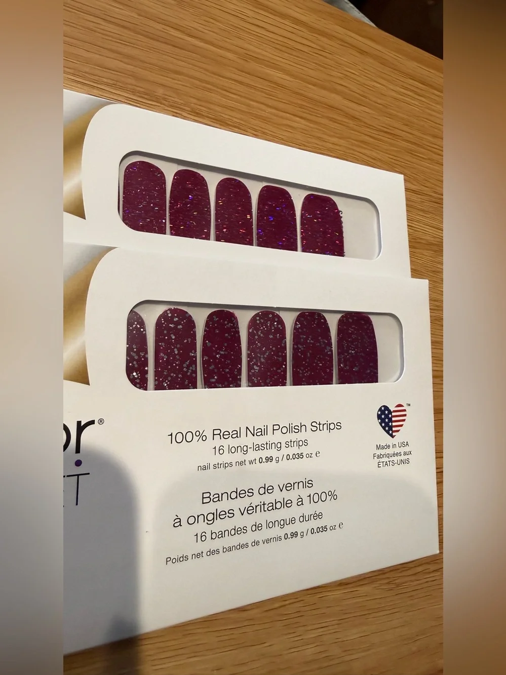 2 Glitter Color Street Nail Polish Strips - 100% Real Nail Polish Strips