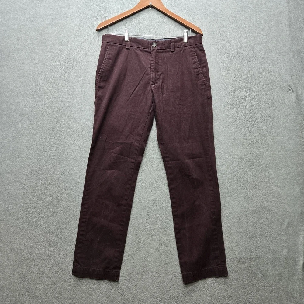 Banana Republic Men Pants 31X30 Burgundy Chino Twill Aiden‎ Button 28