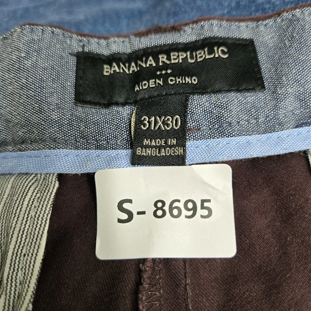 Banana Republic Men Pants 31X30 Burgundy Chino Twill Aiden‎ Button 28