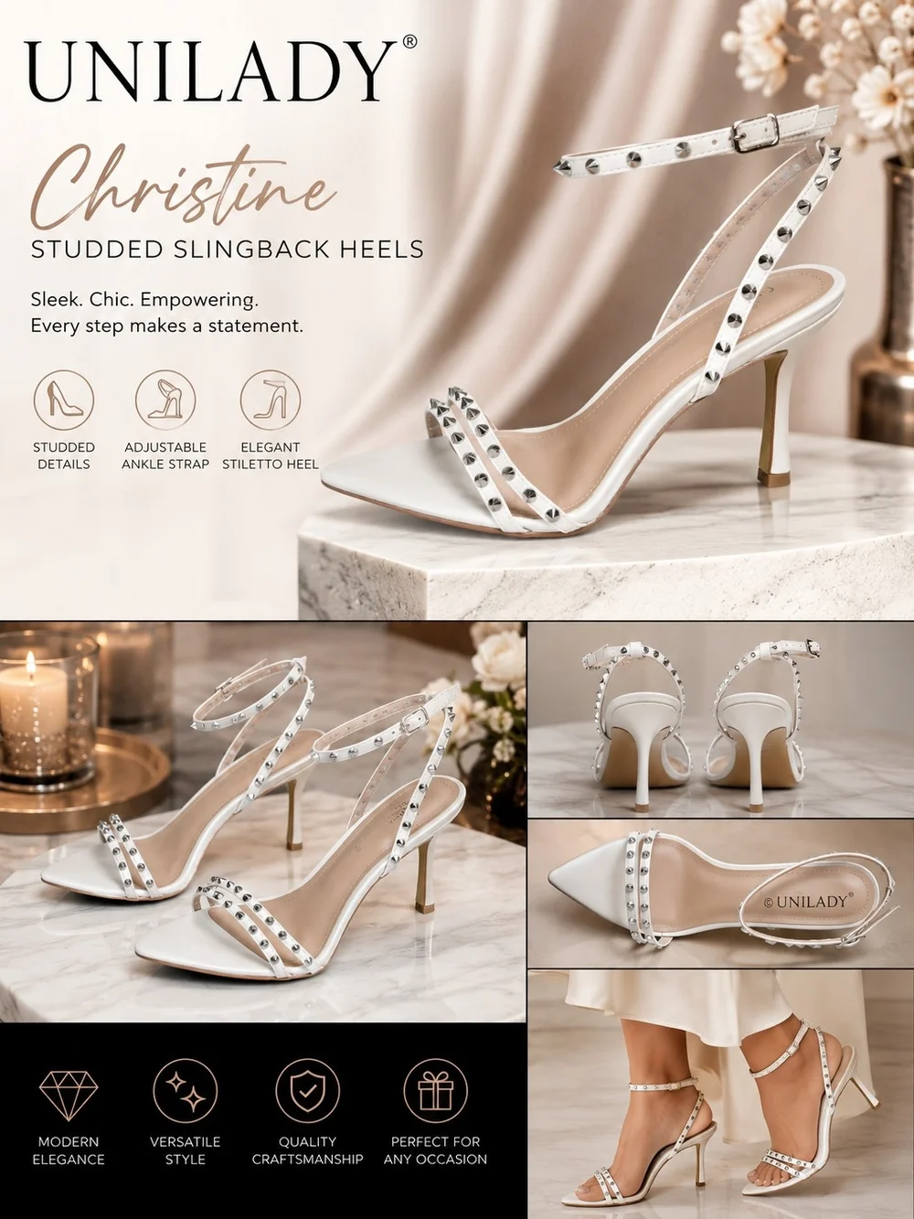 Christine By UNILADY Studded Heels- NIB-Size 11