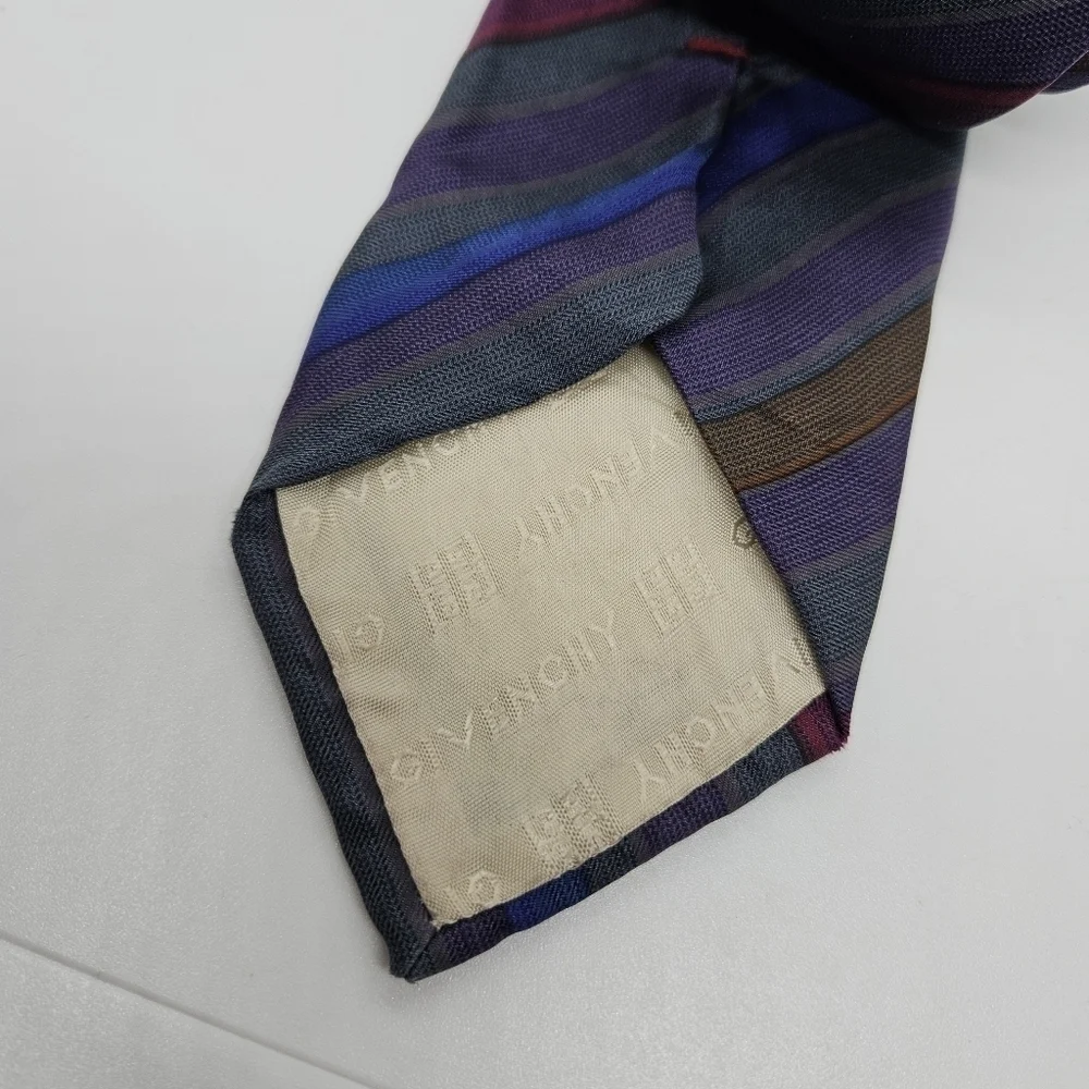 vintage Givenchy Monsieur silk striped tie dark jewel tones
