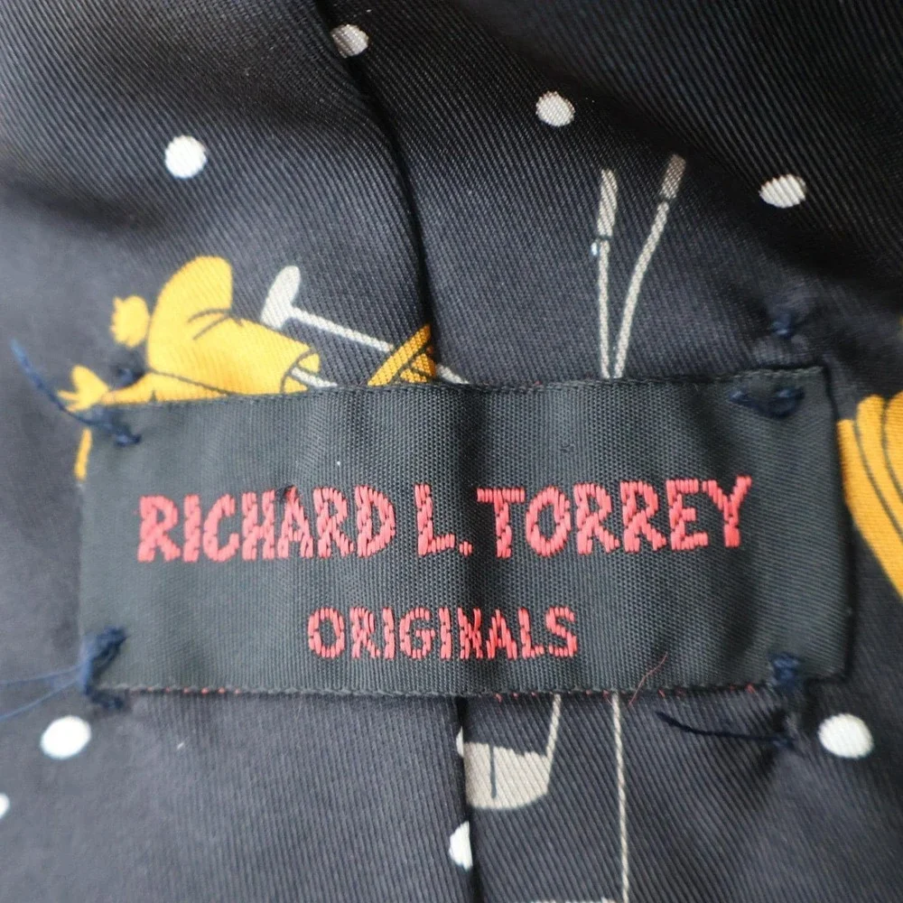 Richard Torrey Bench Warmers Golf Humor Tie Mens Black Novelty Italian Silk USA
