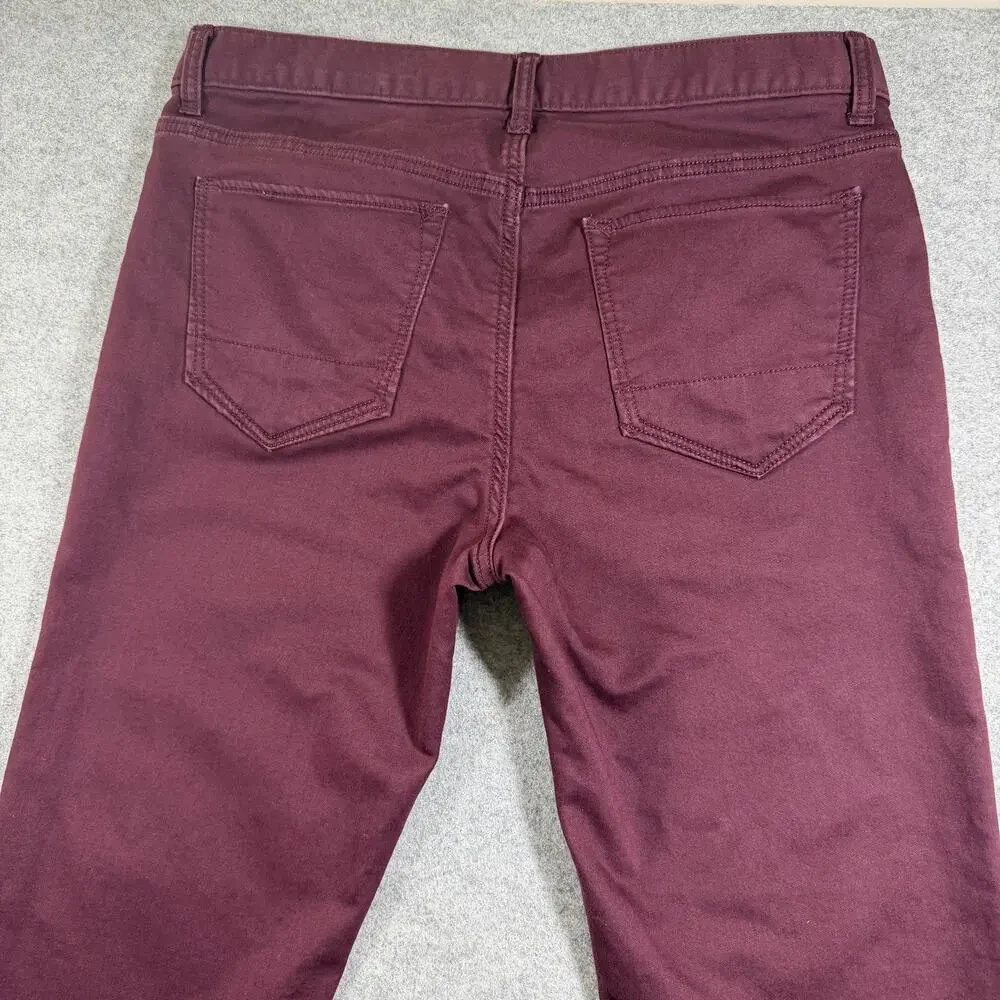 Banana Republic Travel Jeans Mens 34x34 Wine Burgundy Slim Stretch Denim Pants