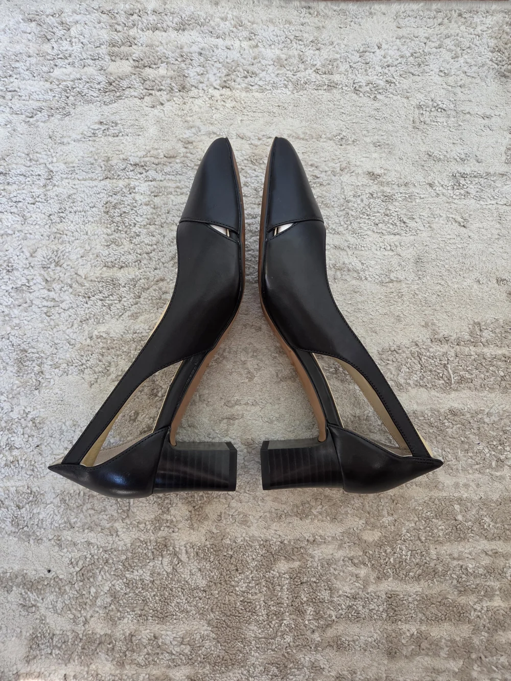 Cole Haan Women's Caia Pump 55 Black Leather Pointed-Toe Block Heel Pumps