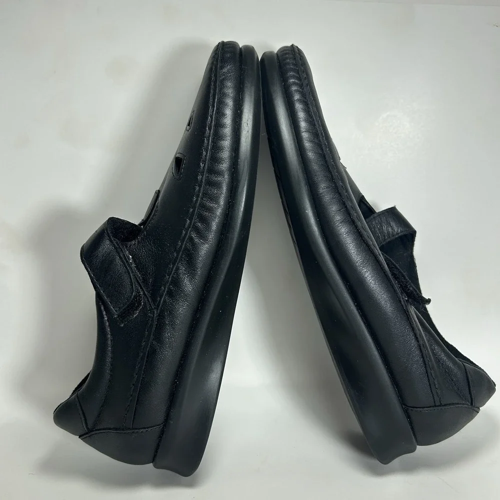 SAS Roamer Womens Black Leather T-Strap Comfort Loafer Fisherman Shoes 9.5 W