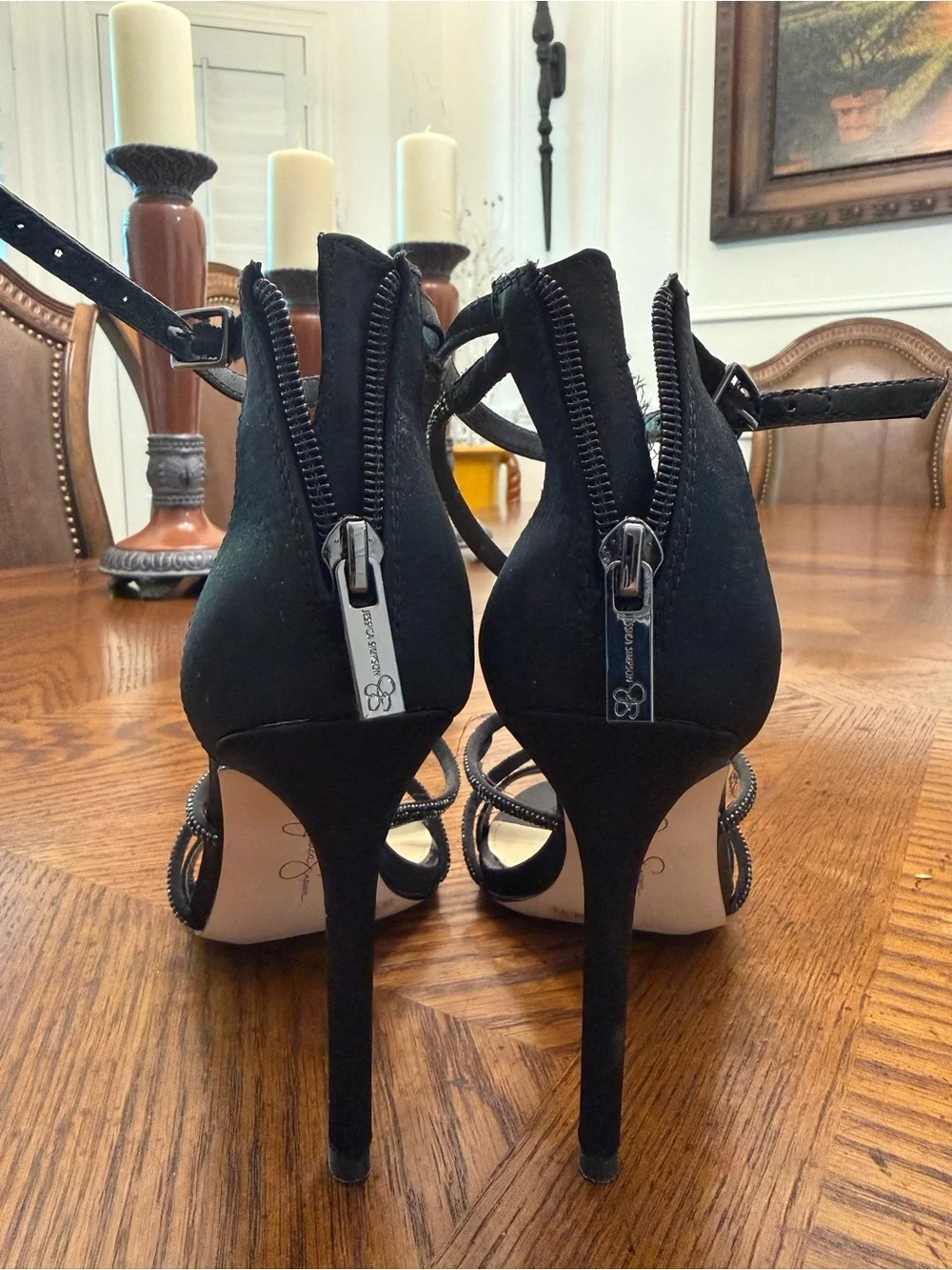 Jessica Simpson Black Knotted Strappy Stiletto Sandals