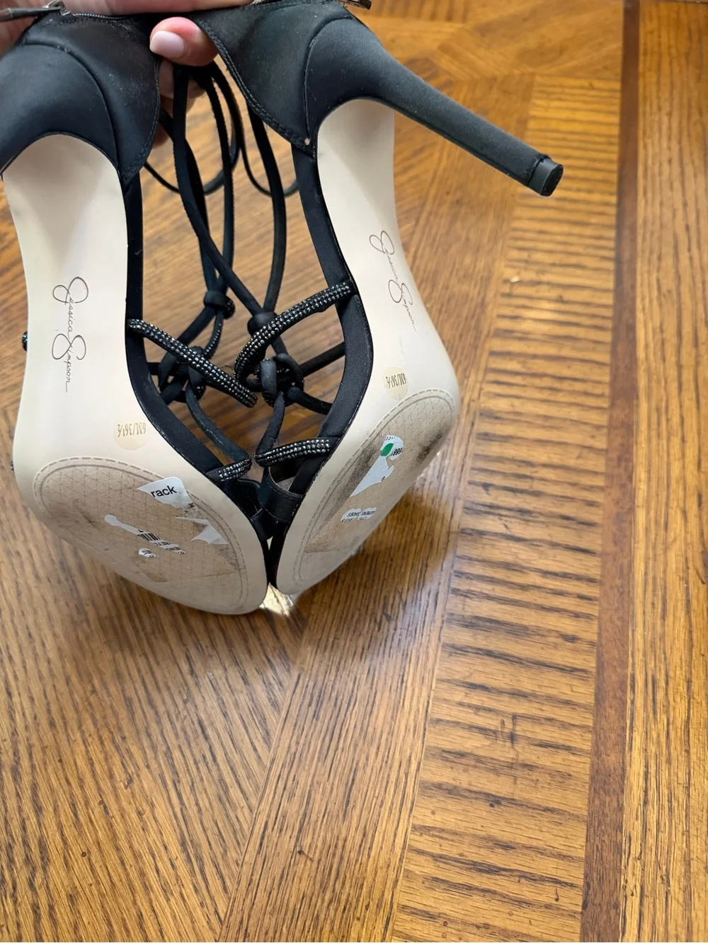Jessica Simpson Black Knotted Strappy Stiletto Sandals