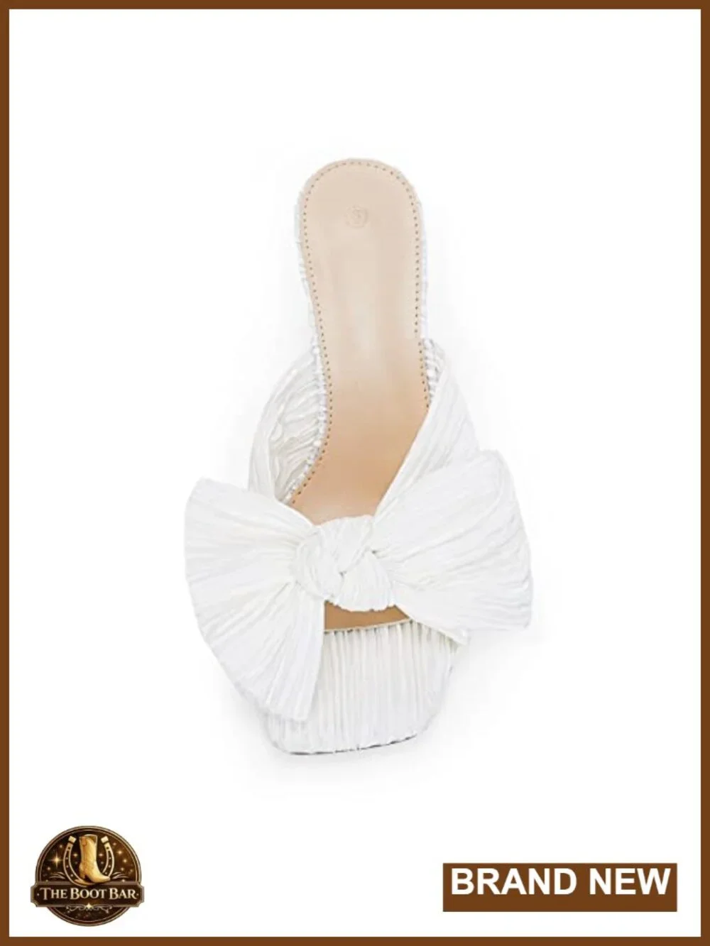 Women's Heeled Sandals with Bow, Square Toe, Slip On, Kitten Heel