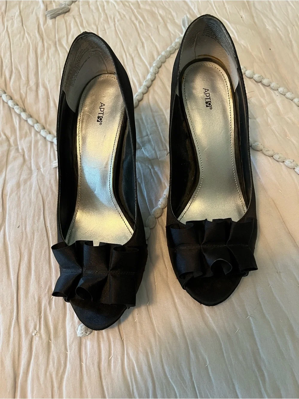 Apt. 9 Black Ruffle Peep-Toe Heels