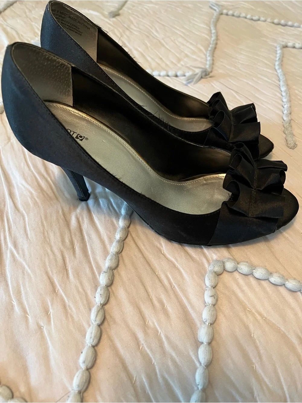 Apt. 9 Black Ruffle Peep-Toe Heels
