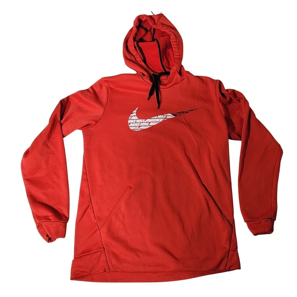 Nike Mens Dri-FIT Graphic Swoosh Pullover Hoodie Red‎ Fleece Sweatshirt