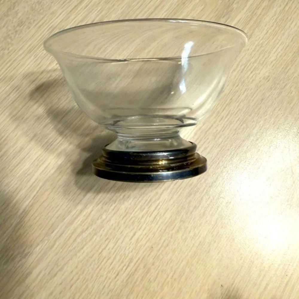 Vintage Sterling Silver Base With Glass Sugar Bowl Excellent Condition