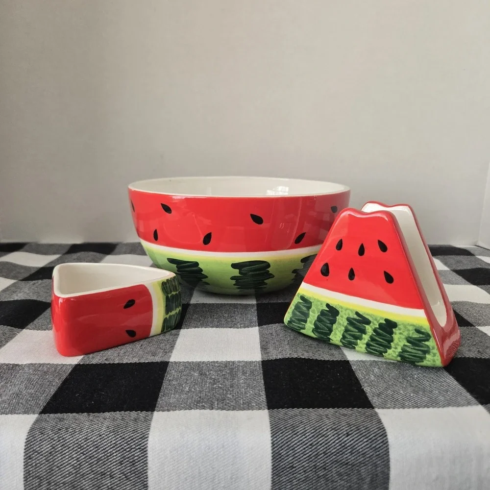 Darmaw Watermelon Themed lot 1 Bowl, 1 Napkin Holder, 1 Trinket Holder