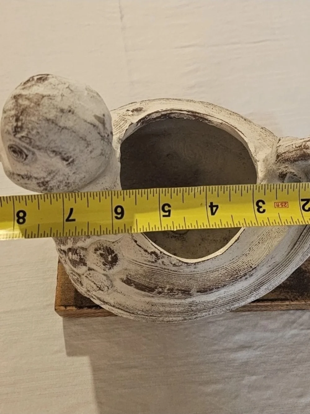 Vintage White Distressed Clay Terra  Cotta Duck Planters On Wood Base