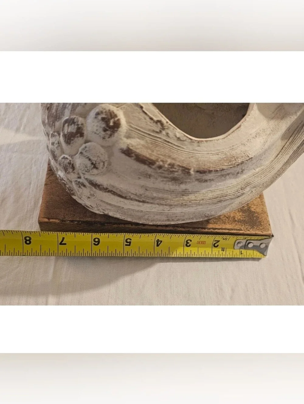 Vintage White Distressed Clay Terra  Cotta Duck Planters On Wood Base
