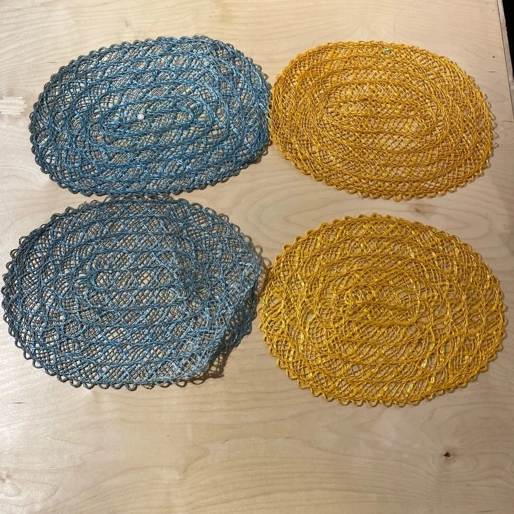 Blue and Yellow Woven Placemats Set of 4 (NE)