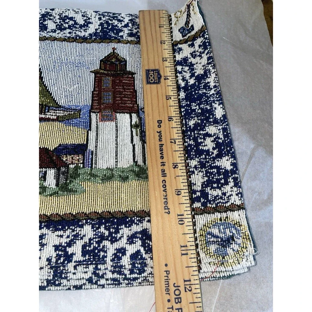Set of 6 Nautical Tapestry Placemats Lighthouse Sailboat Coastal Beach House