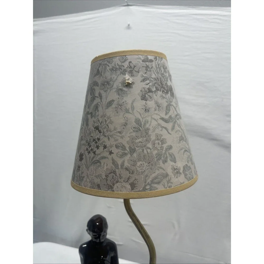 Vintage 1970s Art Deco Table Lamp Couple Embracing Brown 15.5