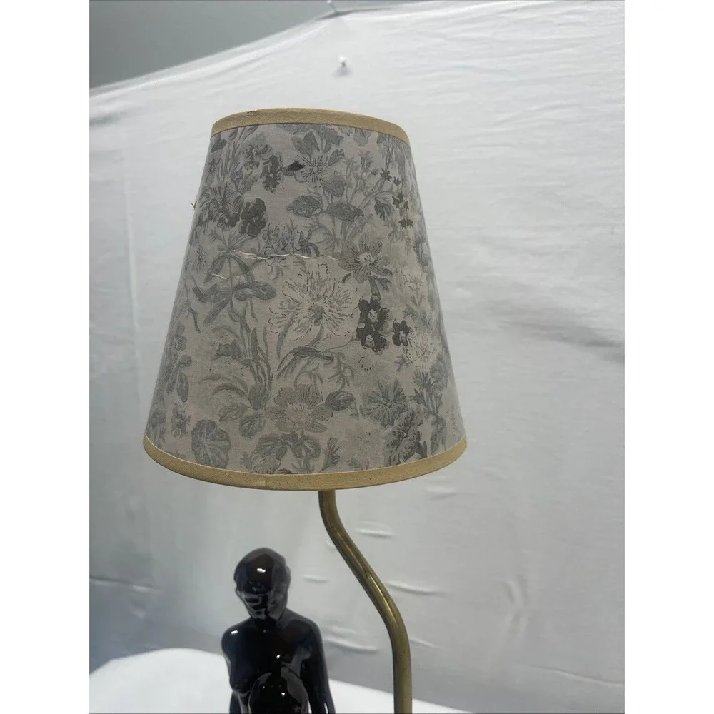 Vintage 1970s Art Deco Table Lamp Couple Embracing Brown 15.5
