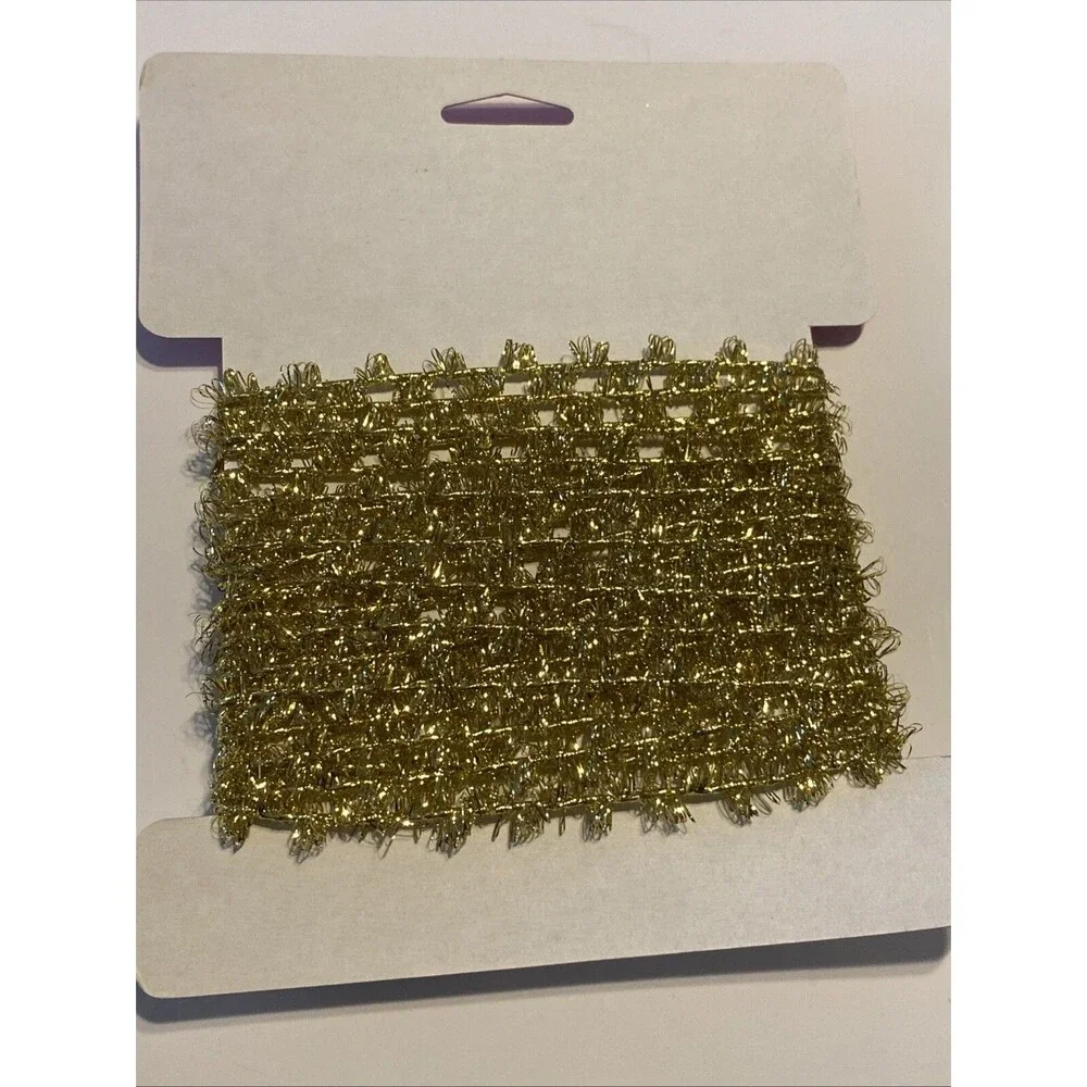 Vintage GOLD Feather Tree Tinsel Garland 15 Feet Amscan Made Japan Holiday Tree