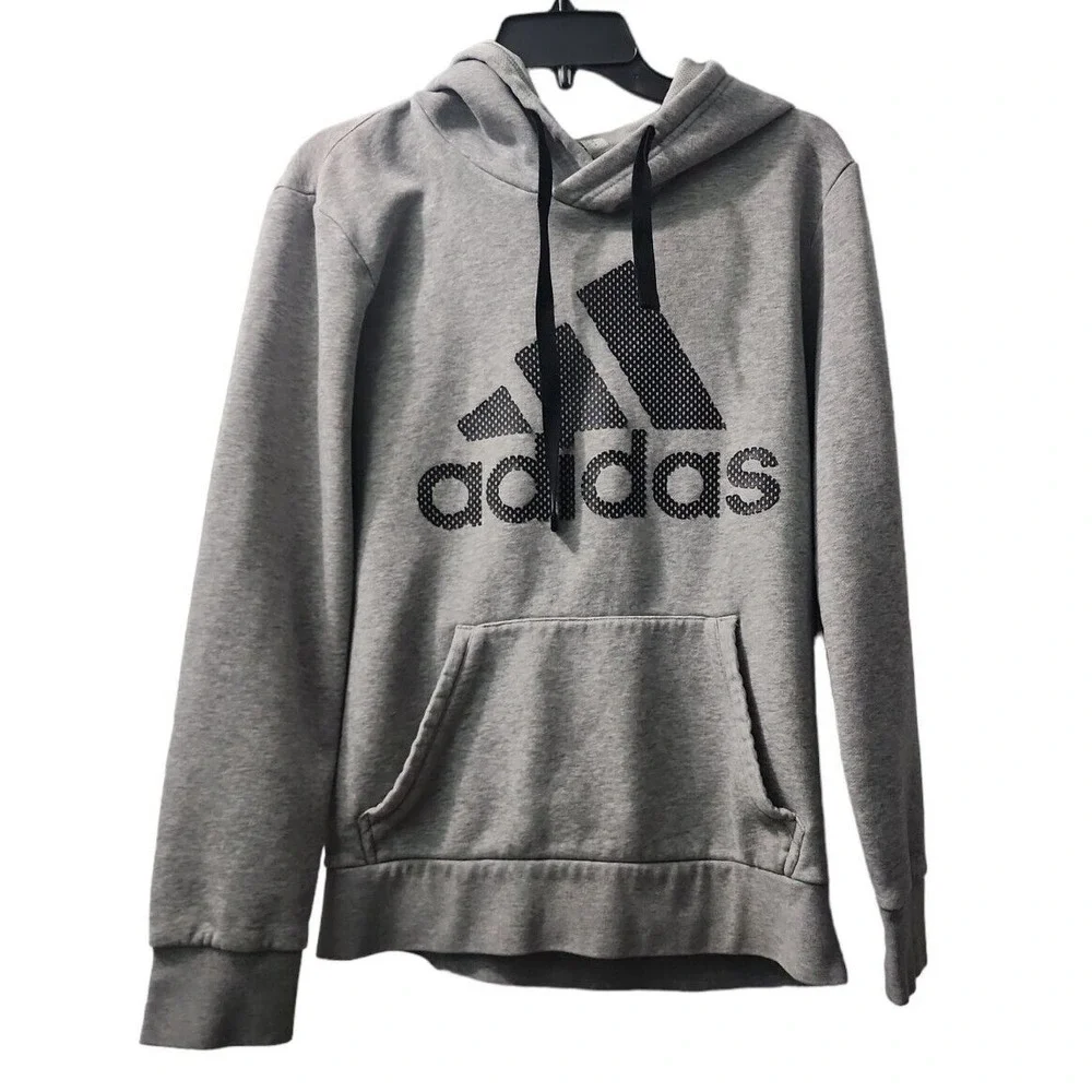 Adidas Pullover‎ Hoodie Sweatshirt Big Logo Athleisure Gray Casual