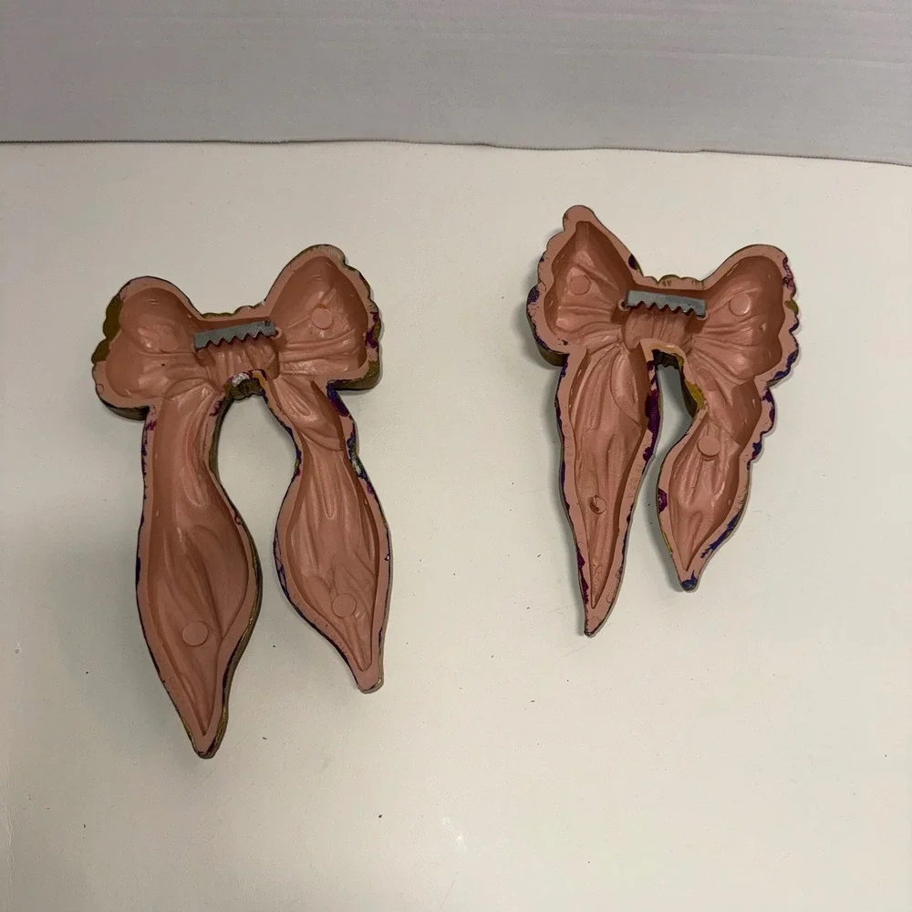 Vintage Gold Tone Bow‎ Wall Decor Set of 2 Coquette Hanging Accents HOMCO Style