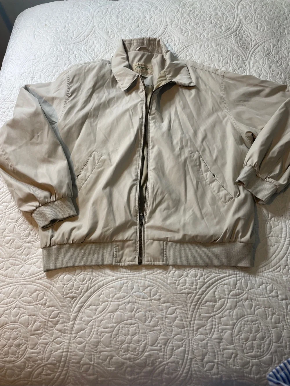 St. John's Bay Light Beige Zip-Front Bomber Jacket