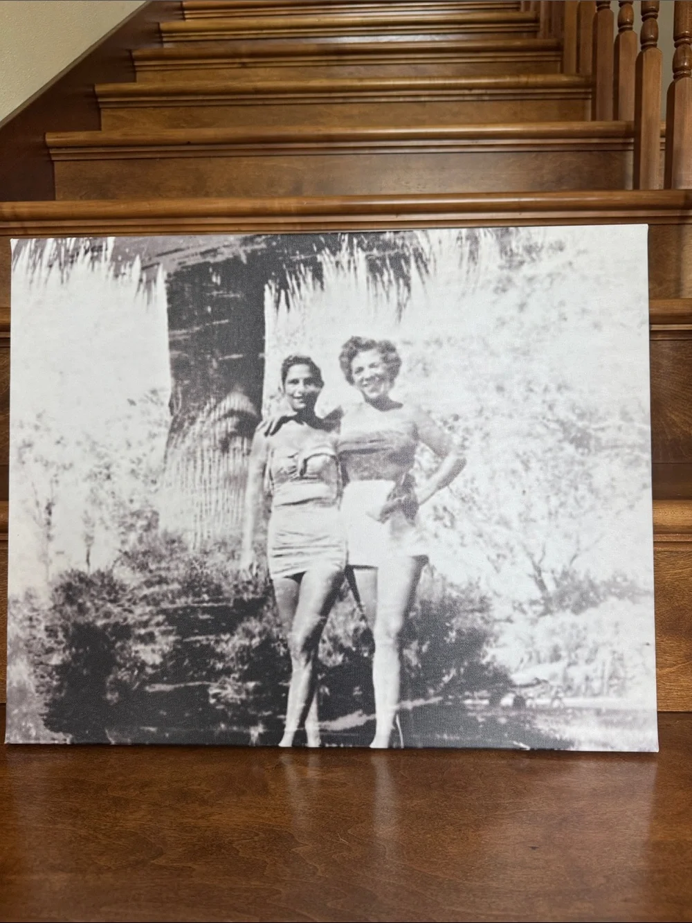 Vintage Beach or Tropical 🌴 Black & White Photo Canvas Wall Art, 20x16