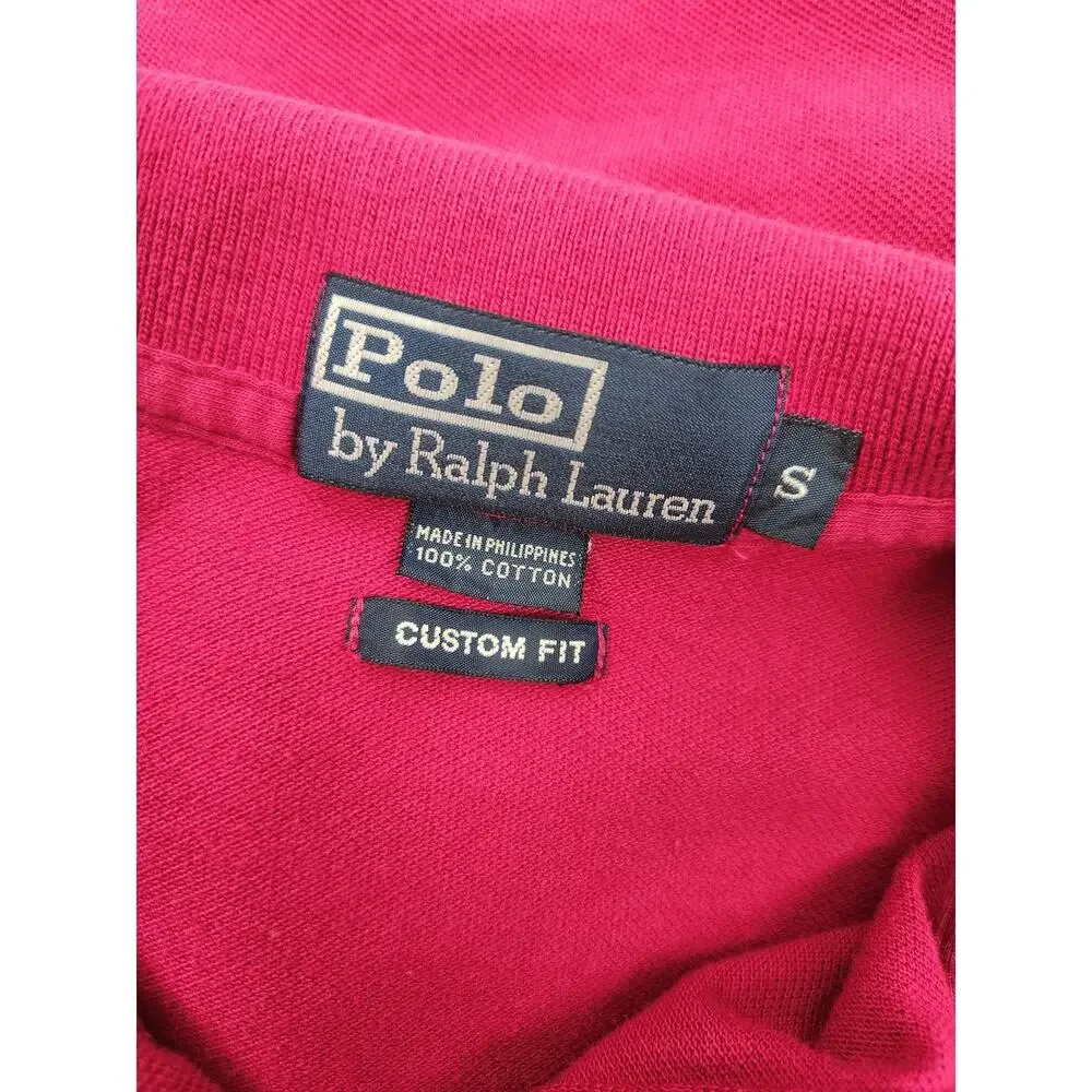 Vintage Polo Ralph Lauren Shirt Magenta Pink Men Size Small Logo Short Sleeve