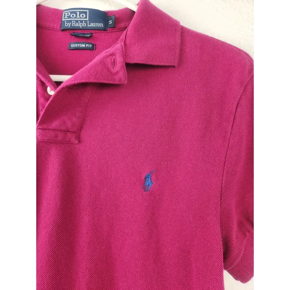 Vintage Polo Ralph Lauren Shirt Magenta Pink Men Size Small Logo Short Sleeve