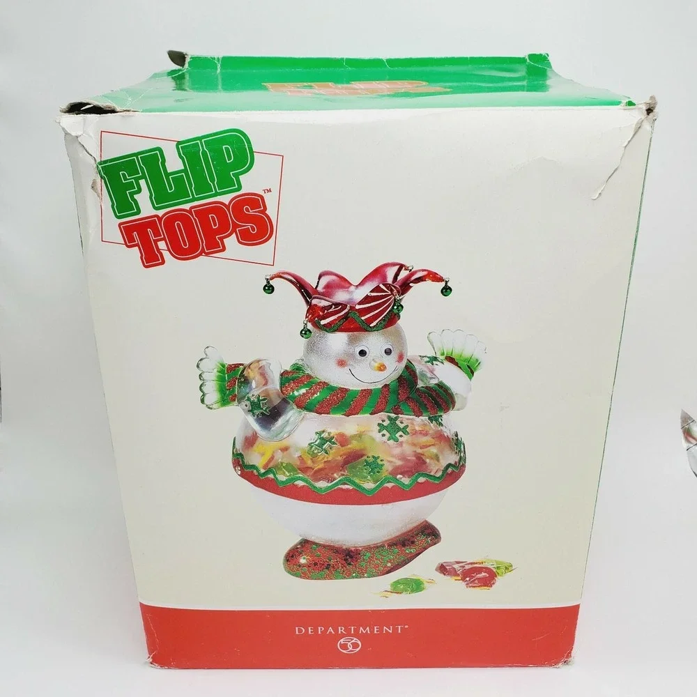 Department‎ 56 Christmas Candy Dish Snowman Flip Tops Holder Decoration