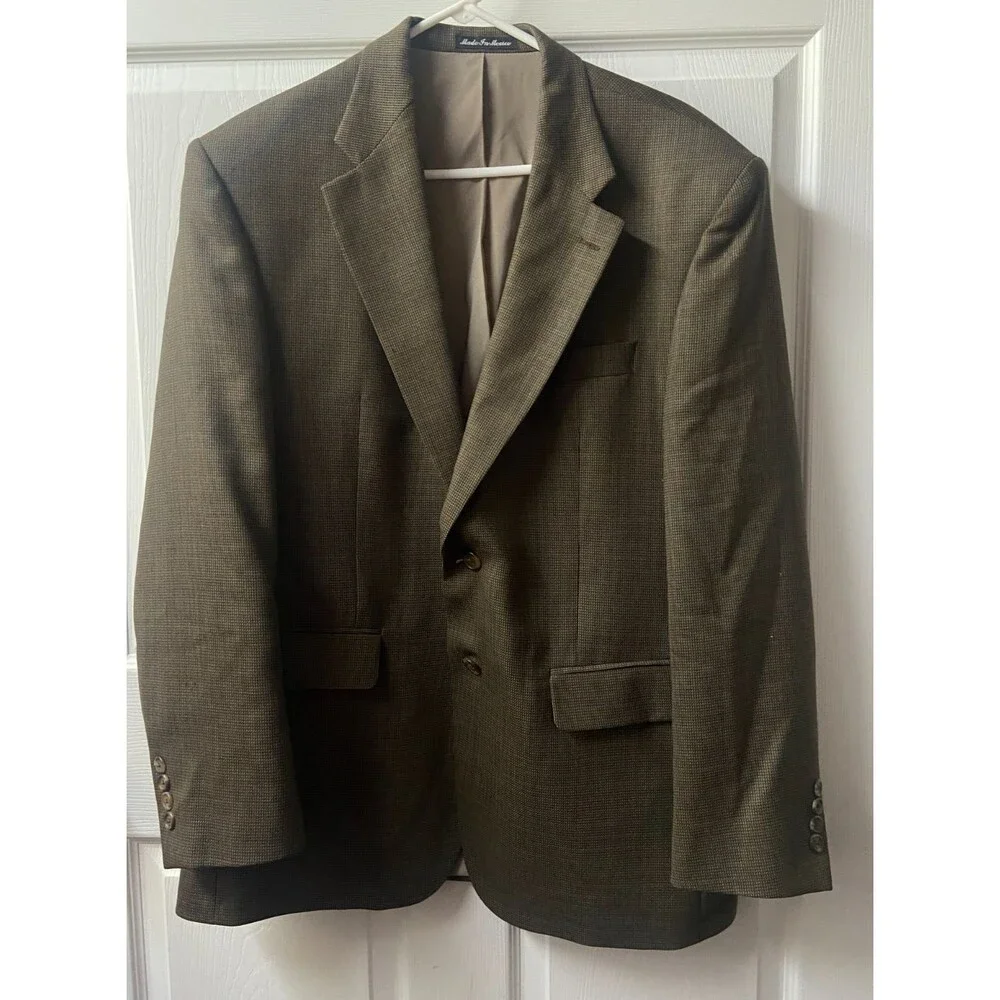 VTG Lauren Ralph Lauren Men 42R Brown Tweed 100% Wool Blazer Sport Coat Woolmark