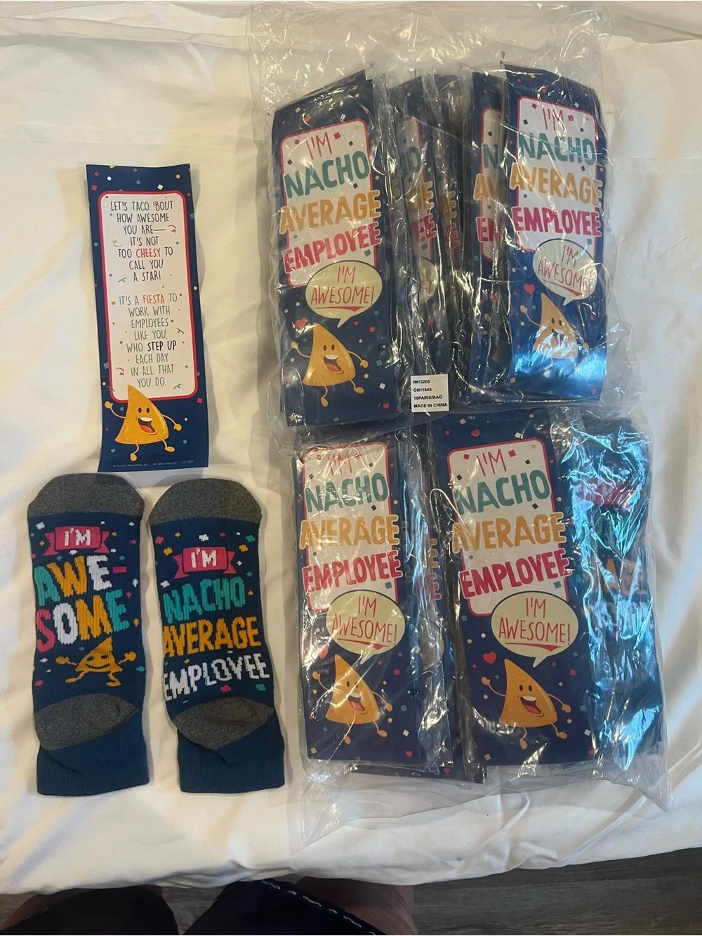 I'm Nacho Average Employee Navy Novelty Crew Socks (20 pair)
