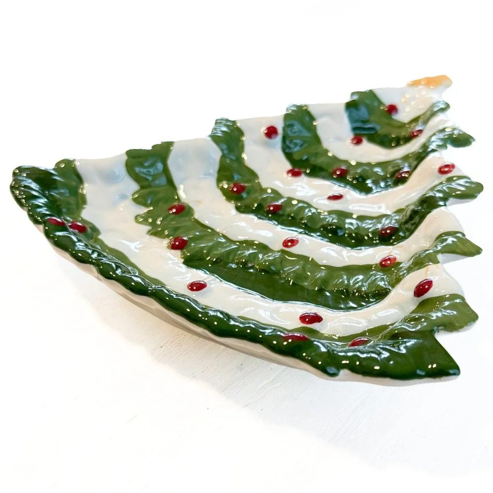 Park Designs Teresa Kogut Christmas Joys Ceramic Tree Trivet Spoon Rest Folk Art
