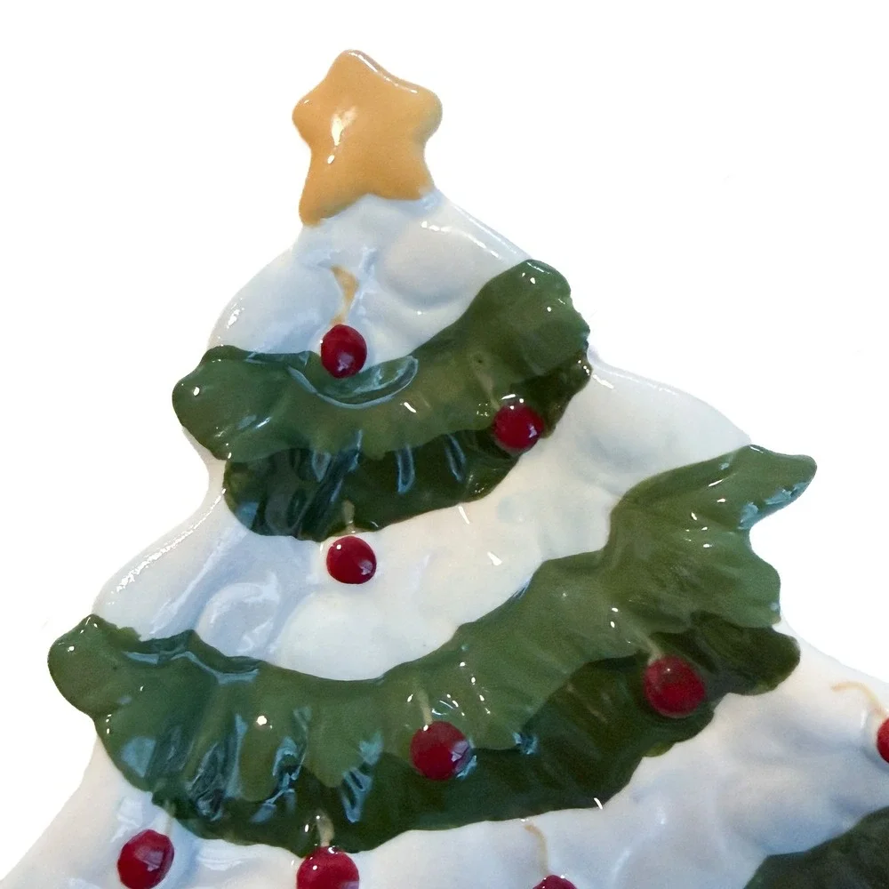 Park Designs Teresa Kogut Christmas Joys Ceramic Tree Trivet Spoon Rest Folk Art