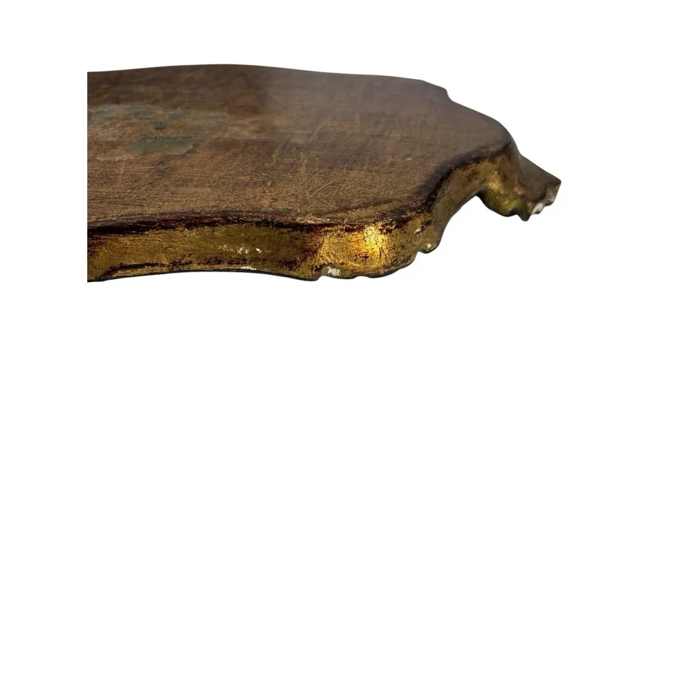 Vintage Italian MCM Gold gilt scalloped Italy Florentine Paper Mache 14