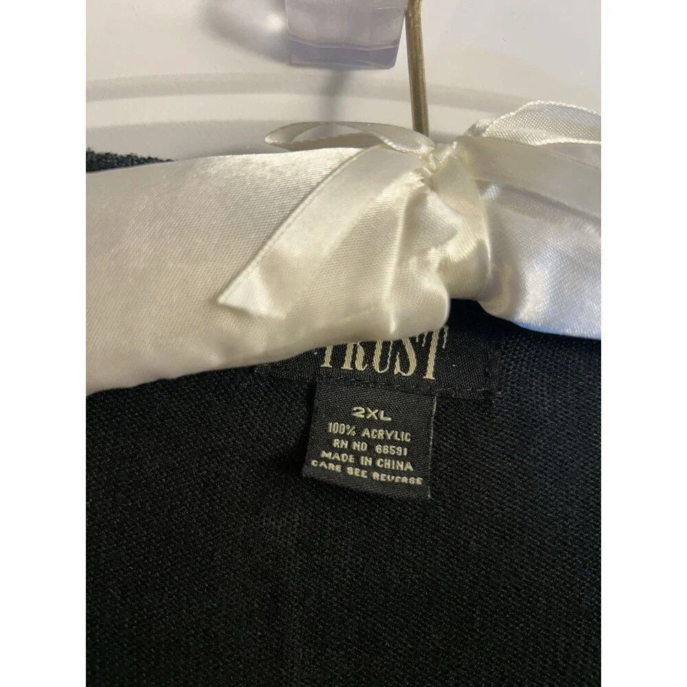 Trust 2XL Black Argyle Sweater Vest V Neck Preppy Golf Grandpa Core Knit Top