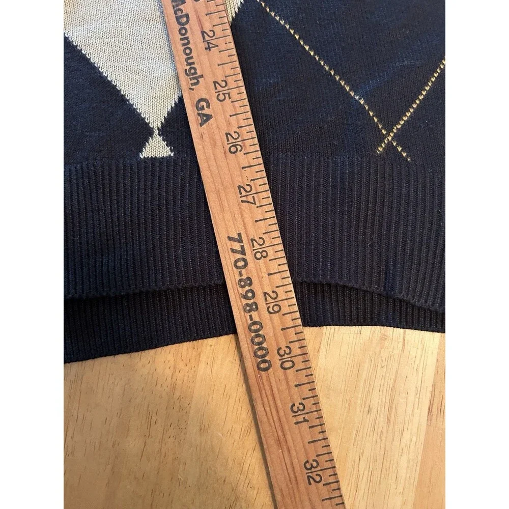 Trust 2XL Black Argyle Sweater Vest V Neck Preppy Golf Grandpa Core Knit Top
