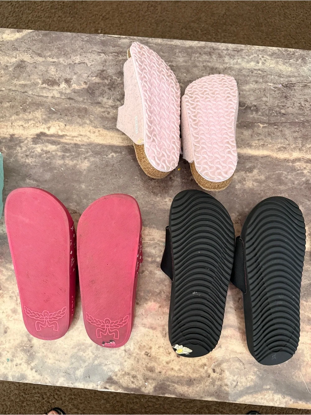 Nike Pink and Black Slide Sandals for Kids