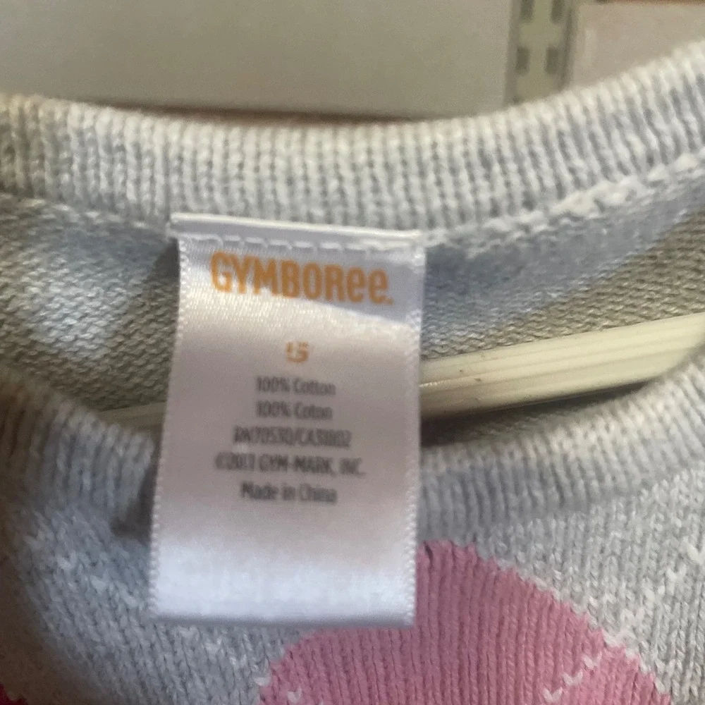 Gymboree Girls Grey Pink Argyle Sweater Dress Short‎ Sleeve Size 5
