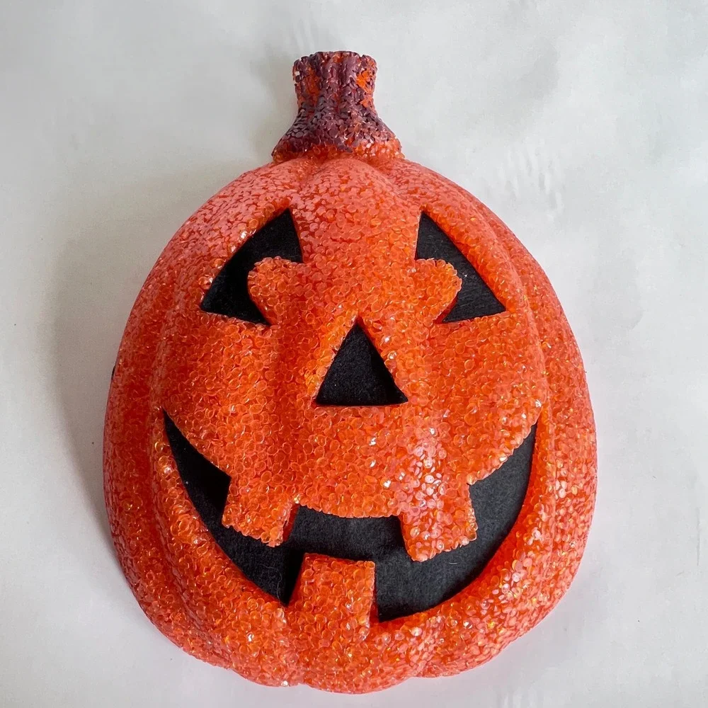Vintage Popcorn Plastic Jack O Lantern Halloween Wall Decor Melted Plastic Bead