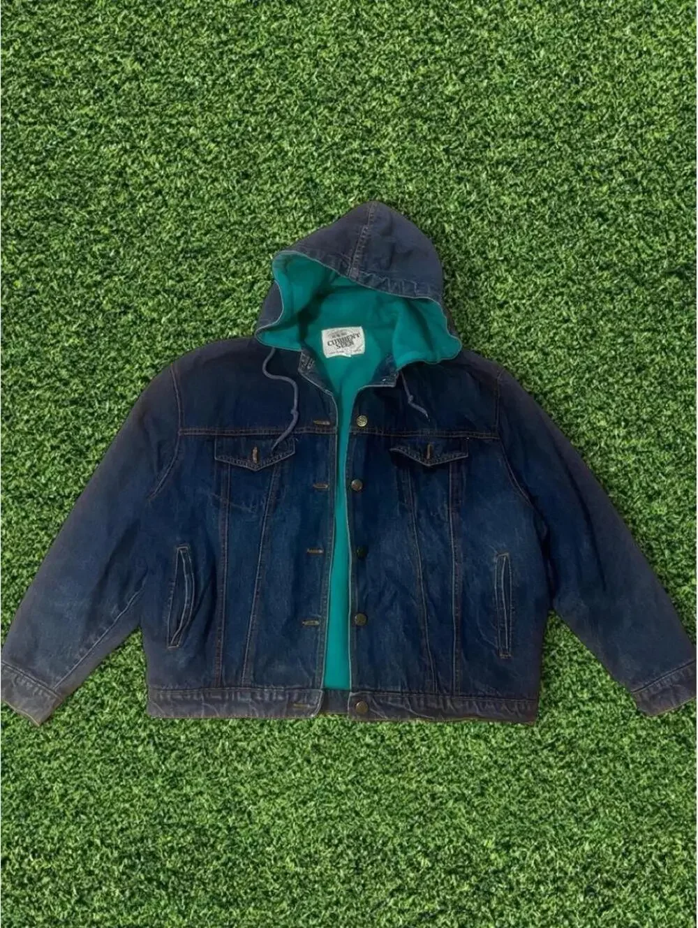 Vintage Current Seen Denim Jacket with Hood- Size Large (88)
