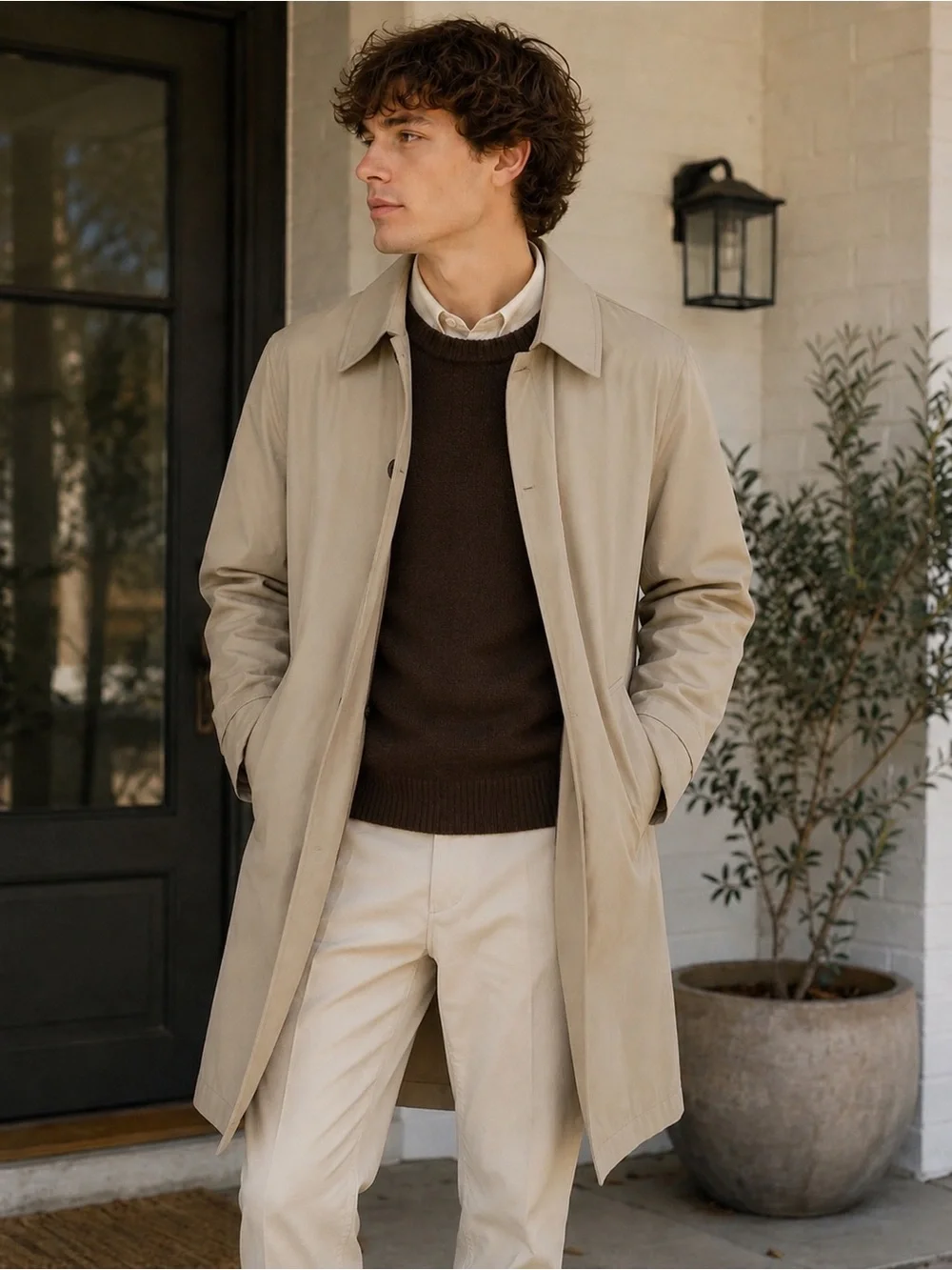 Vintage London Fog Tan Single-Breasted Trench Coat - Hidden Button Mac Jacket 40