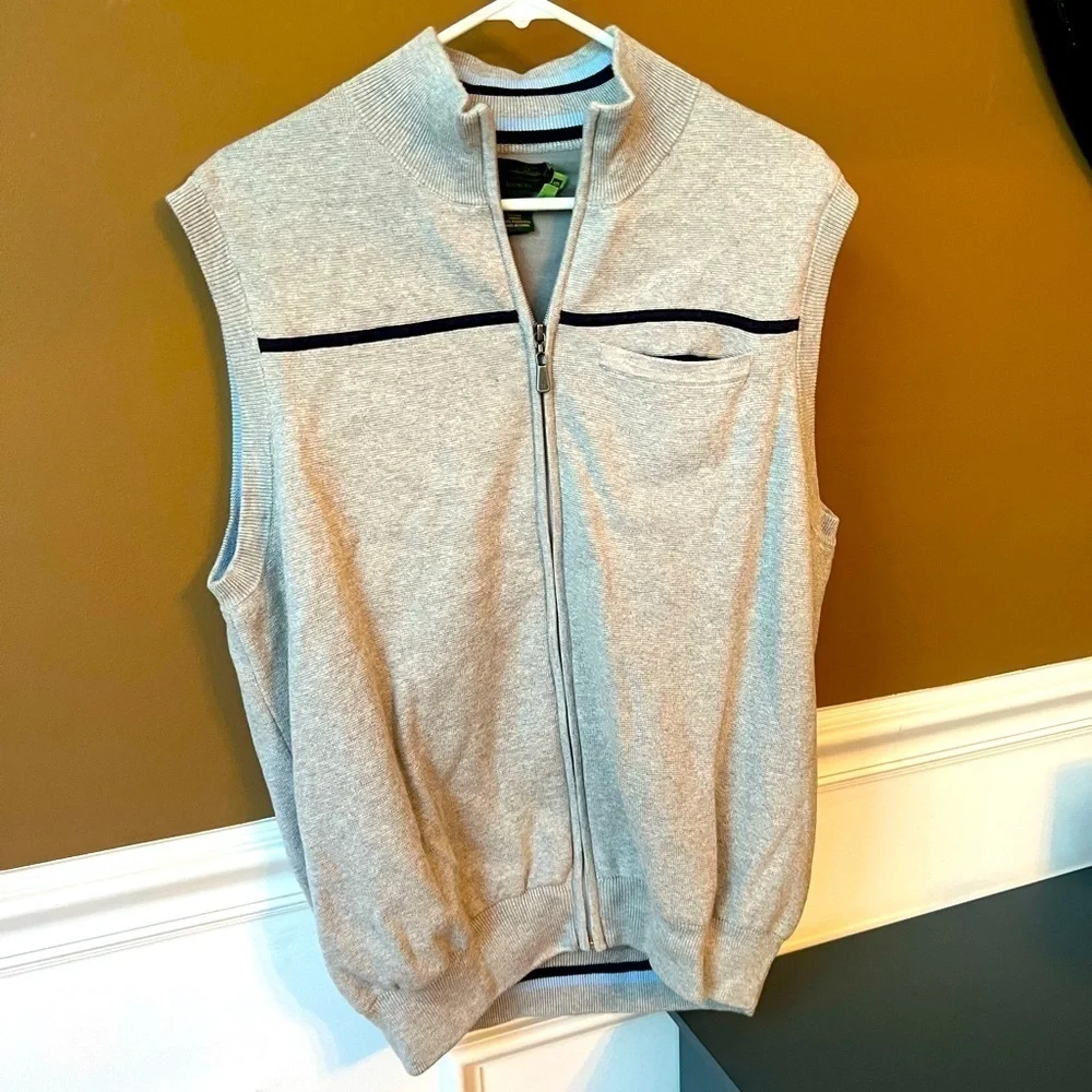 Brooks Brothers Vintage St Andrews Links Supima Sweater Vest Zip Up Size Large