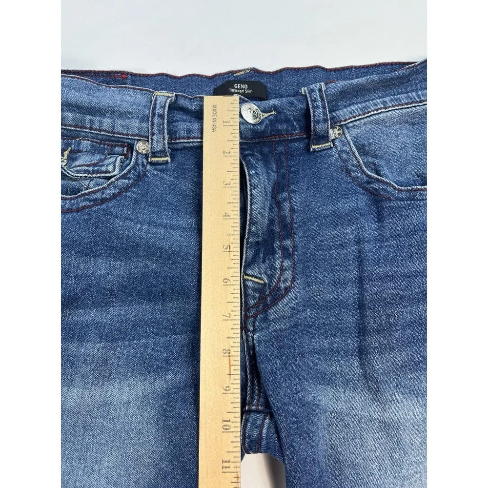 True Religion Geno Jeans Mens 34x31 Blue Relaxed Slim Stretch Medium Wash