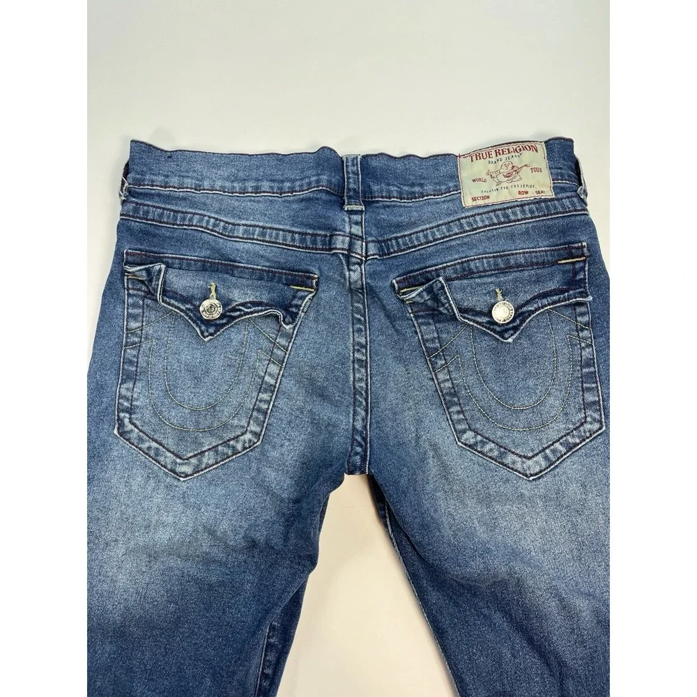 True Religion Geno Jeans Mens 34x31 Blue Relaxed Slim Stretch Medium Wash