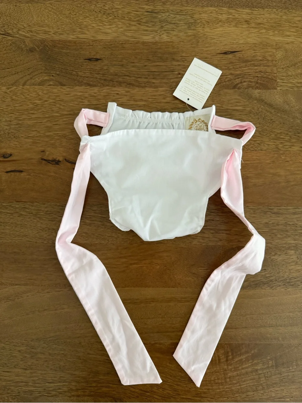 NWT The Beaufort Bonnet Company White Diaper Cover with Pink Ties