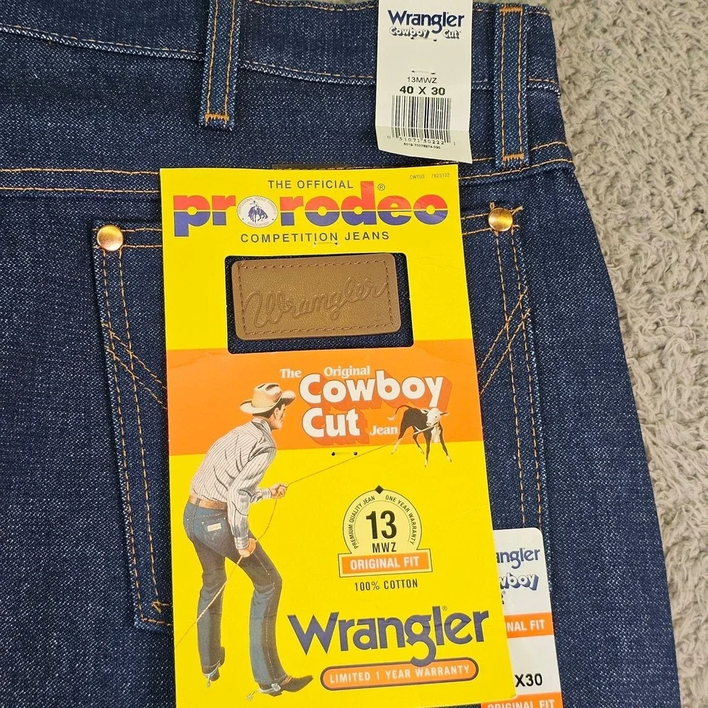 Wrangler Cowboy Cut Jeans Mens 40x30 Blue Bootcut Denim Dark Wash 13MWZ