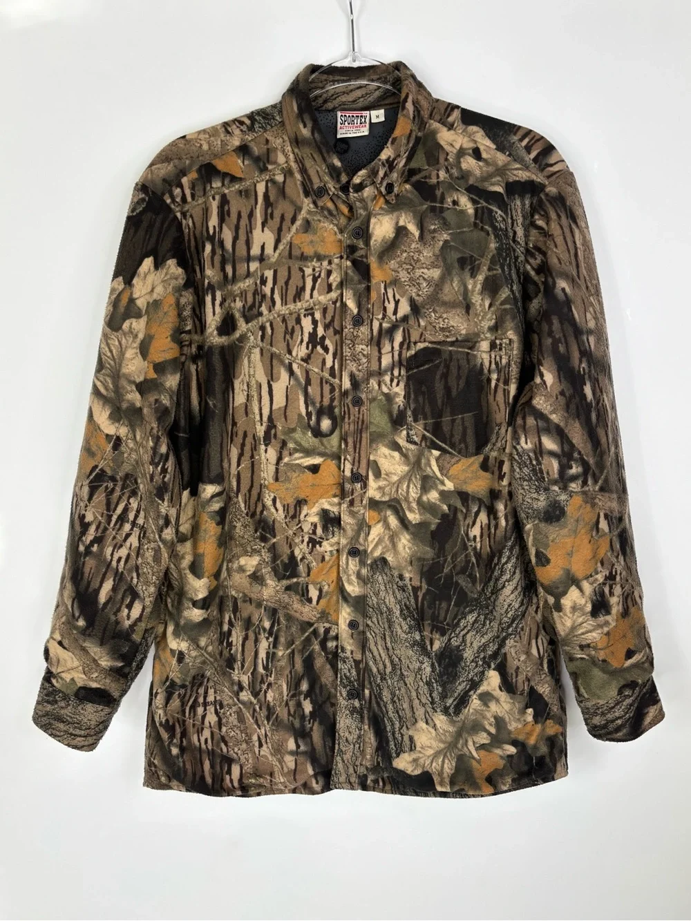 Vintage Oak Tree Leaves Print Camouflage Wind Stopper Field Hunting Shirt Jacket